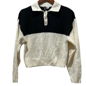 DIVIDED H&M women’s Black and Cream Colorblock Polo Sweater size XS GUC..